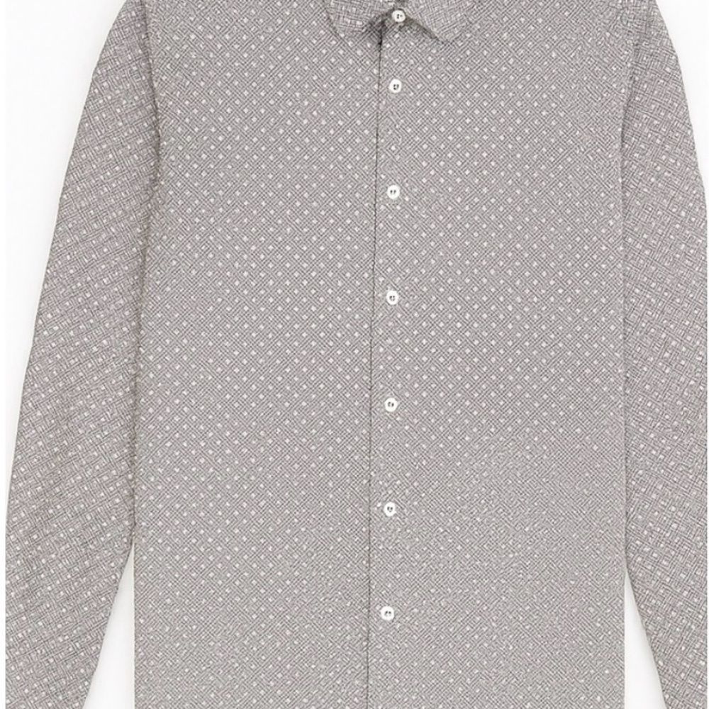 Nick Graham - Elegant Gray Patterned Dress Shirt -M/L (15.5, 34 - 35)